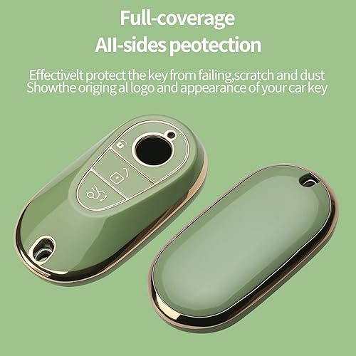 Miniatura 2 de Bqepe Funda para llavero de Mercedes Benz para Mercedes Benz Clase S Clase E Clase E 2020-2022 (verde)