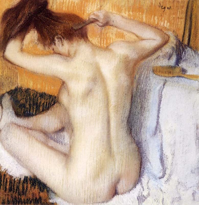 Affiche toile Edgar Degas Femme se coiffant poster impression d'art portrait de decoration 60x90