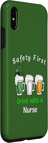 Miniatura 3 de iPhone XS Max St Patricks Day- Safety First, Drink With A Nurse Irish Beer Case