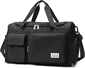 Travel Duffel Gym Bag, Large Capacity Portable Foldable Carry Luggage Bag Waterproof Travel Bag Tote Gym Bag with Dry and Wet Separate Pocket Outdoor Weekend Bags for Men (Black)