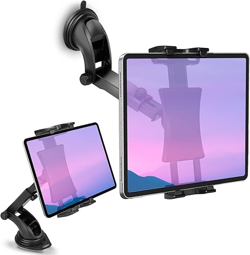 Car Dashboard & Windshield Tablet Mount Holder, 360 Rotation Window Dash Stand for iPad Pro 12.91110.59.7AirMini, Samsung Galaxy Tab, 4.7-12.9"