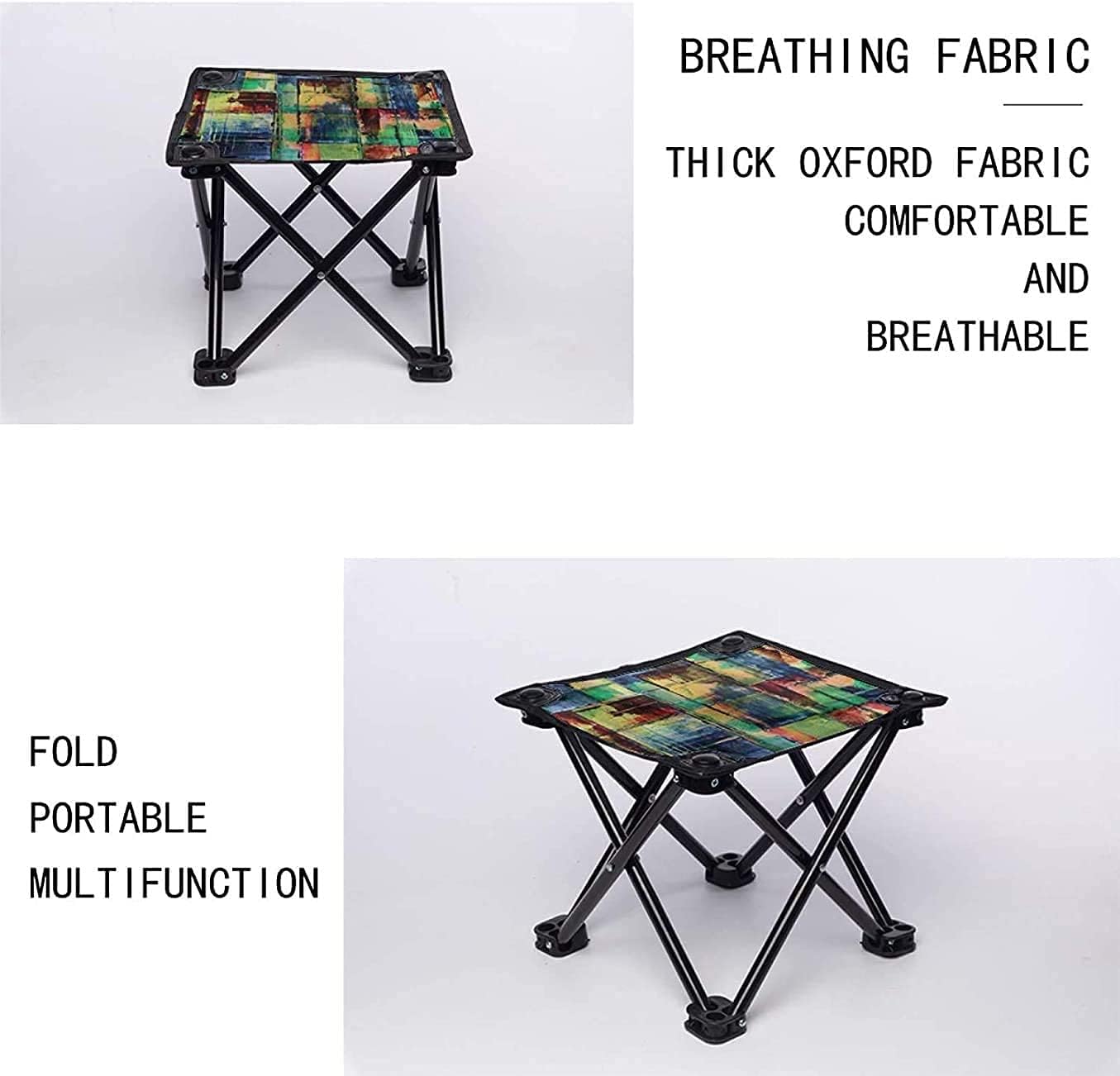 Camping Stool, Portable Folding Stool Creative Graffiti Mini Fishing Chair Portable Stool for Camping Fishing Hiking Gardening and Beach