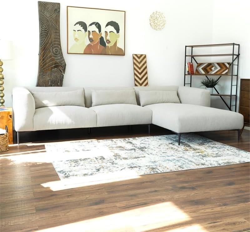 Miniatura 5 de Ashcroft Furniture Co Saviola - Sofá seccional de esquina de esquina de tela beige orientado a la derecha