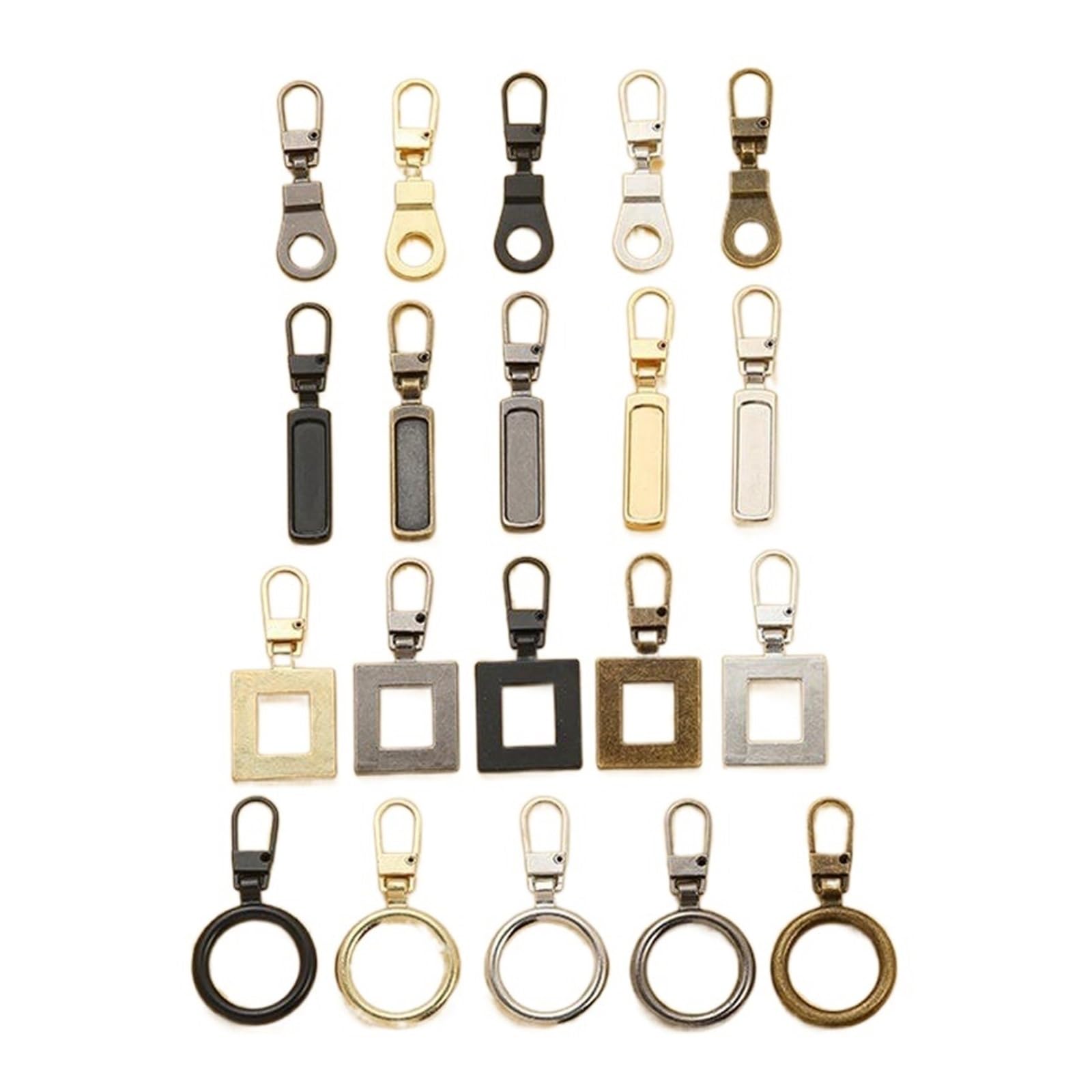 Recambios para tiradores de cremallera, Reemplazo de deslizador cremallera metal desmontable, varios tamaños, multicolor, paquete 5(Style 12)