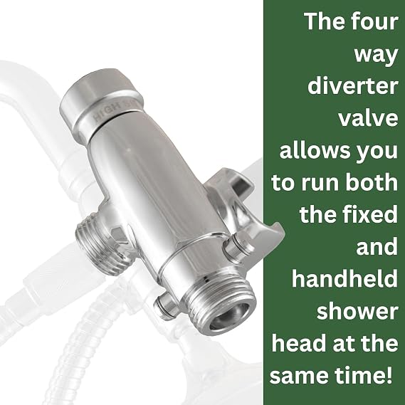 High Sierra - Solid Lead-Free Metal 4-Way Combo HALF DOME Fixed and Handheld Shower Head with Hose. Run Separately or Both at Full Flow - 1.25 GPM per Shower Head - Brushed Gold Finish