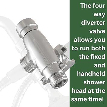 High Sierra - Solid Lead-Free Metal 4-Way Combo HALF DOME Fixed and Handheld Shower Head with Hose. Run Separately or Both at Full Flow - 1.25 GPM per Shower Head - Brushed Gold Finish