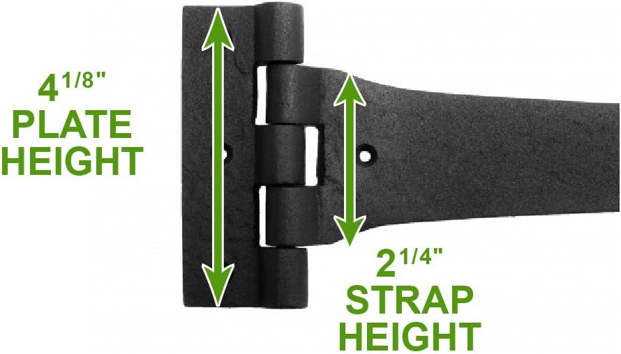 Renovators Supply Strap Hinge - Wrought Iron Spade Tip Hinges - Rustic Hinges for Cabinets, Chest, Gates and Cupboard - Heavy Duty Door Hinge with Hardware - 18 in., Heart Style, Pack of 1