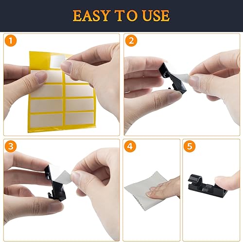 Miniatura 5 de SOULWIT 50 clips autoadhesivos para organizar cables, organizadores de cables, clips de cable adhesivos para TV, PC, laptop, cable Ethernet,