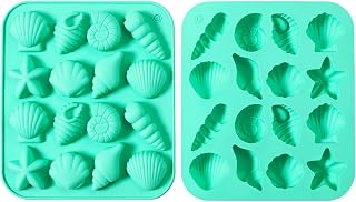 2-Pack Horse Green Seashell Silicone Molds for Chocolate Candy Baking Decorations