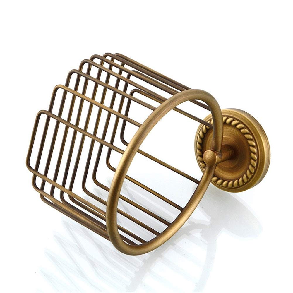 Toilet Roll Holder Toilet Paper Holder Wall Mounted Vintage Brass Roll Tissue Wire Basket Dispenser Tissue Paper Roll — view 5