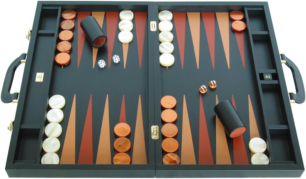 Backgammon Attache 23" - Genuine Leather - Double-Grip Handle