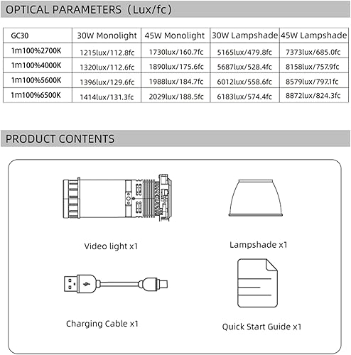 Miniatura 9 de INKEE Gold Crow - Luz de video de 30 W, iluminación para fotografía, luces LED impermeables para grabación de video, CRI95+ 2700-6500K bicolor