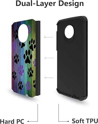 Miniatura 4 de Funda para Moto Z4 Moto Z4 Play, diseño de tablero de madera rústica, resistente 2 en 1, de doble capa, policarbonato duro híbrido y silicona suave
