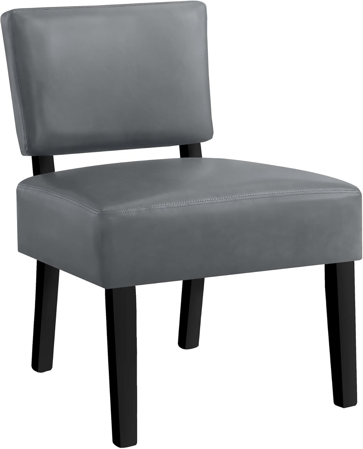 Monarch specialties Slipper Solid Wood Legs-for Living Room or Bedroom-Upholstered Armless Accent Chair, Grey
