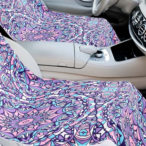 Image of Hahafelt 2 Pack Car Seat Towel Cover with Storage Bag, Retro Kaleidoscope