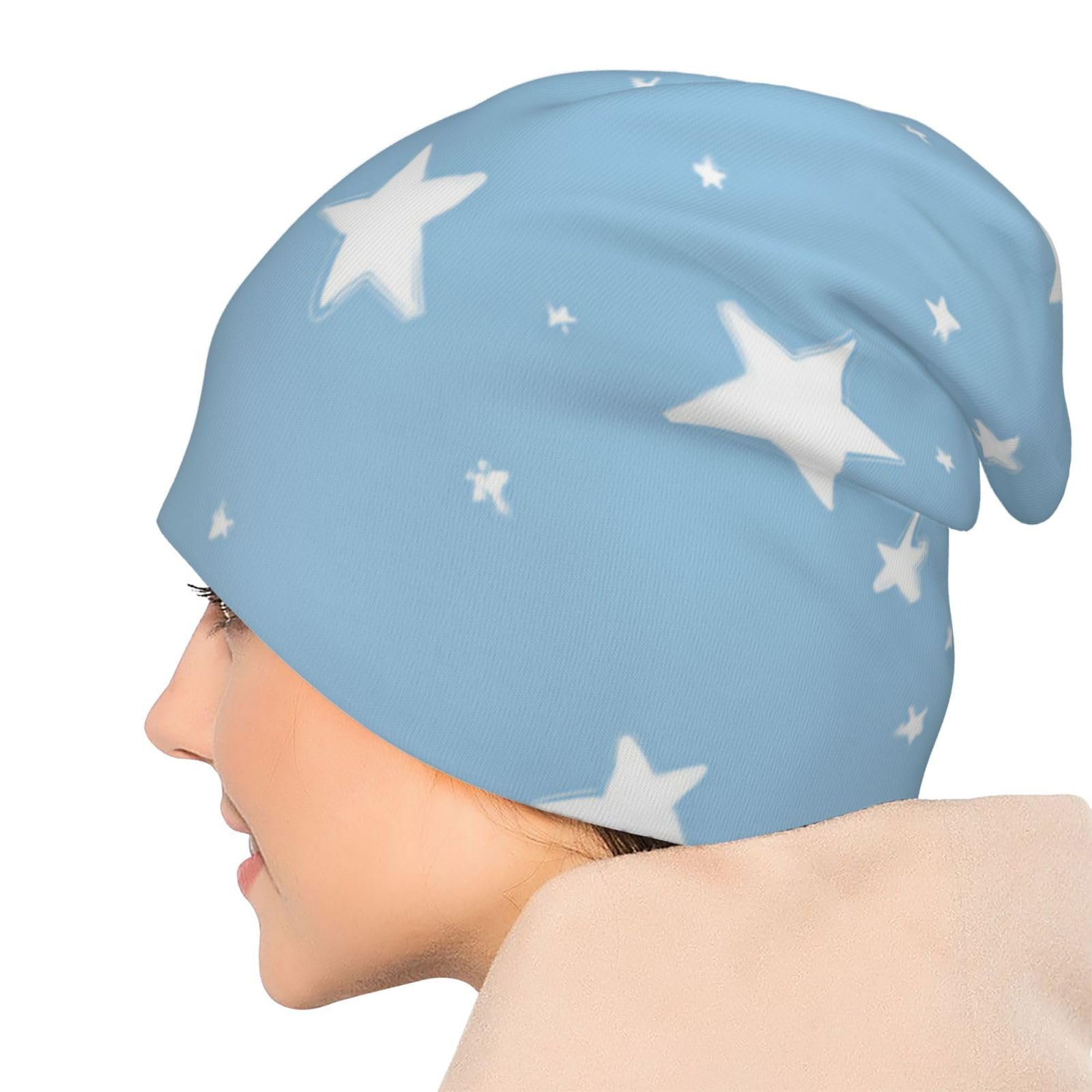 Amazon.co.jp: ニット帽 帽子 星柄 スター (2) ケア帽子 ロールアップ