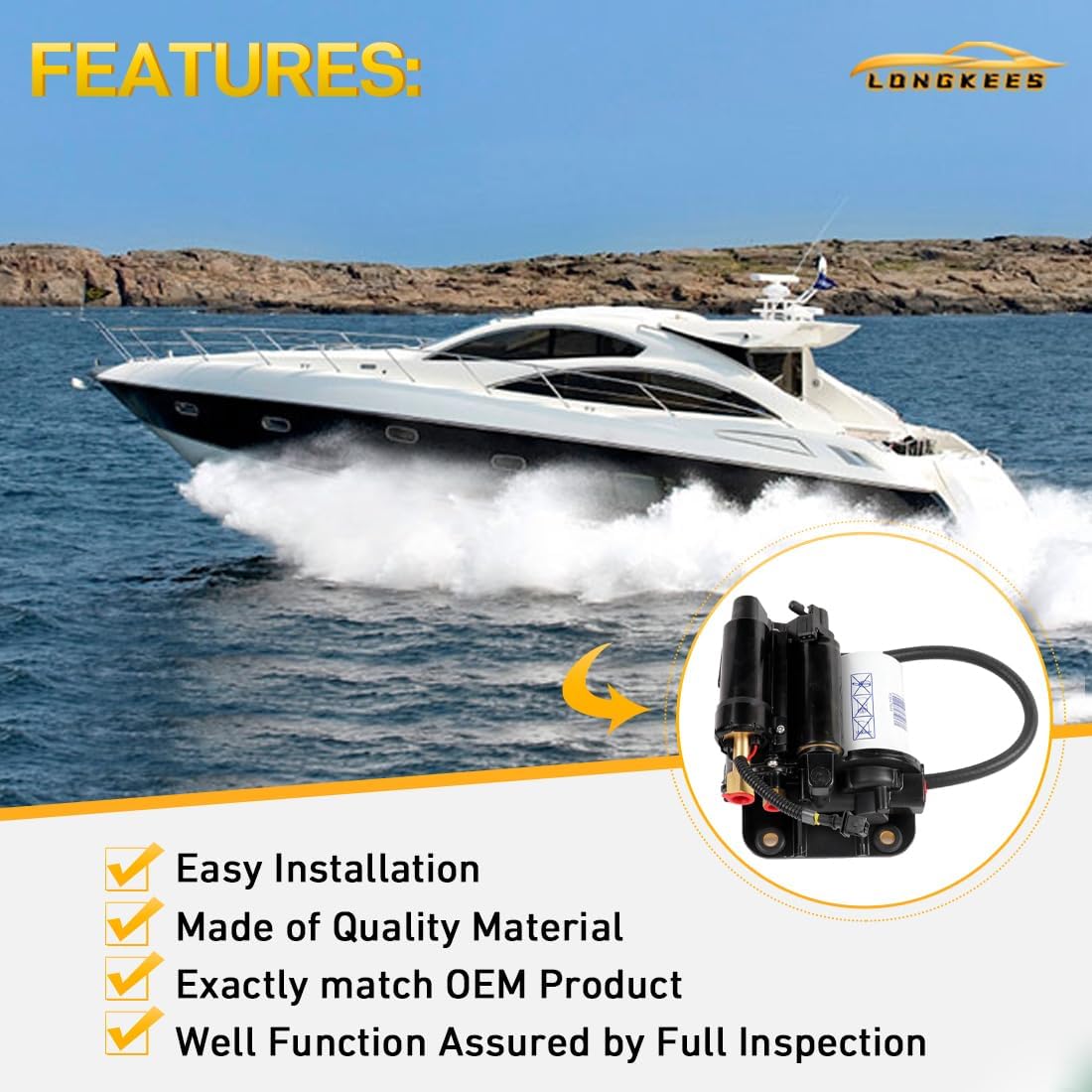 Electric Fuel Pump Assembly FIT for Volvo Penta 4.3 5.0 5.7 GXi Gi OSi Marine Engines, Replace 21608511 3861355 3860210, High & Low Pressure EFI Fuel Pump - Image 3