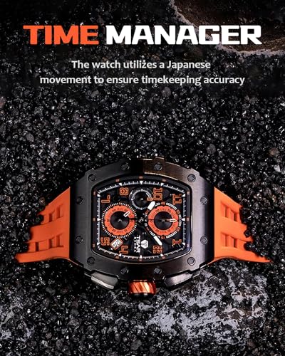 Image of TSAR BOMBA Men's Luxury Quartz Watch, Luminous Dial 5ATM Water Resistance Silicone Strap Men's Wristwatch Ideal Gift for Men