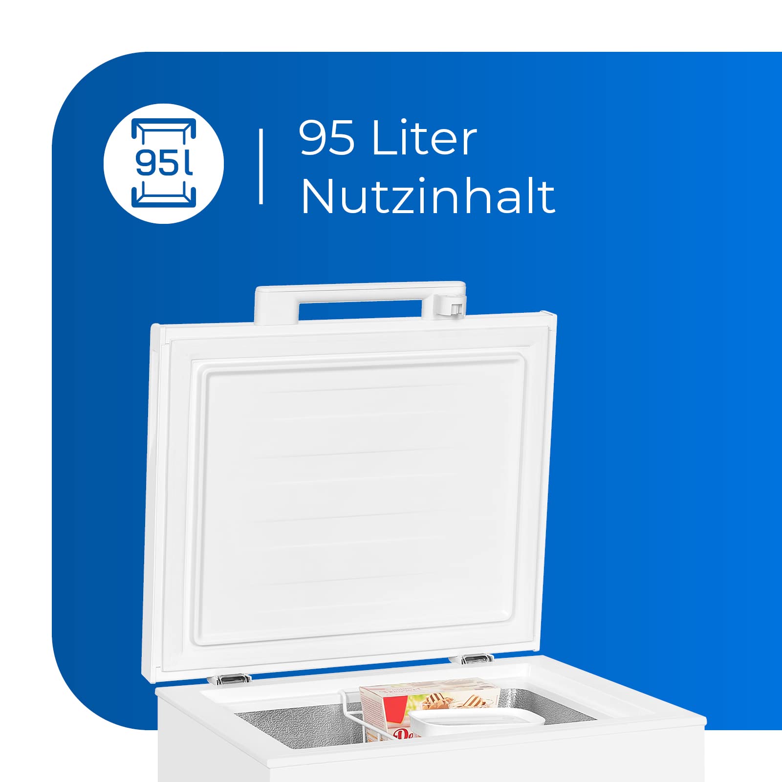 Exquisit Gefriertruhe GT100-010E weiss | 95 l Nutzinhalt | Standgerät | Gefrieren | Praktisch und kompakt | Einhängekorb | Weiß