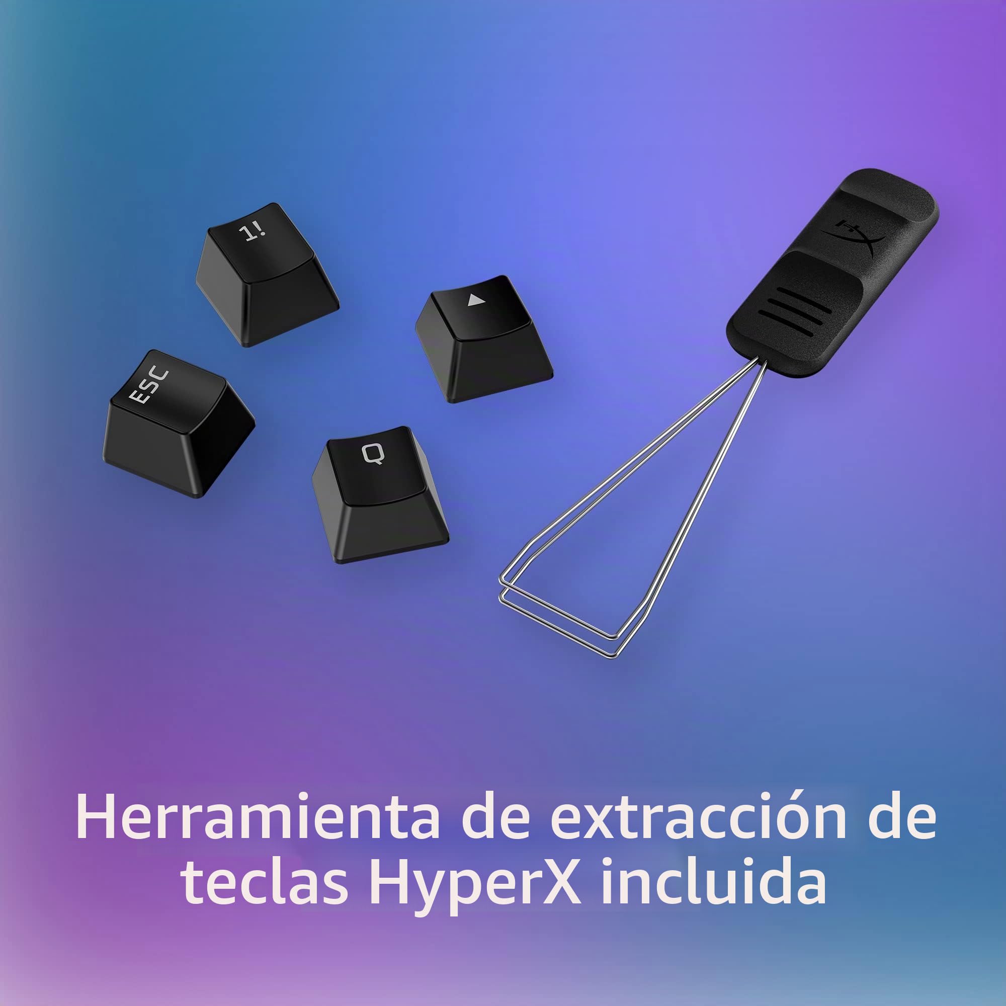 HyperX Teclas PBT, Conjunto completo de teclas, material PBT de doble disparo, diseño en inglés (EE. UU.), 104Teclas, Negro