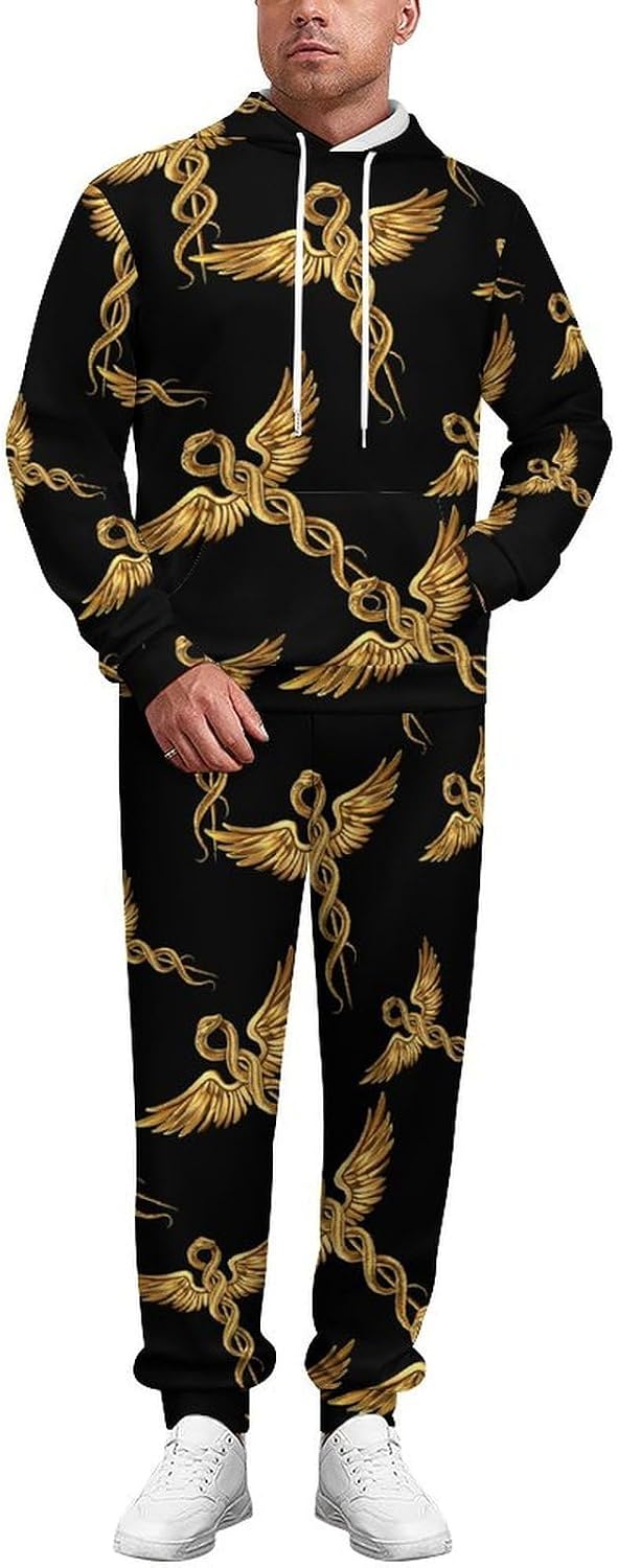Caduceus Symbol Adult 2 Piece Tracksuits Hoodie Sweatshirt And Joggers Sweatpants Sweat Suit Outfits