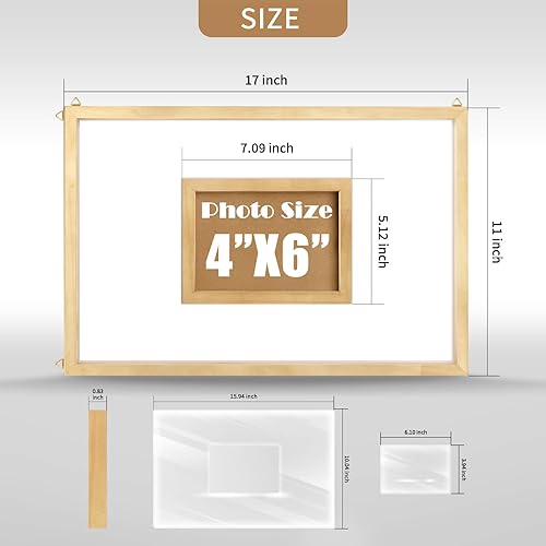 Miniatura 6 de Blustrio Libro de invitados de madera alternativo para boda, 11 x 17 pulgadas, enmarcado y colgable, libro de invitados para baby shower, boda,