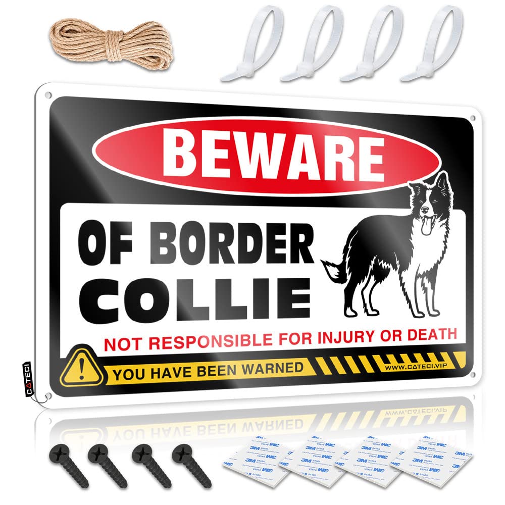 Warning Signs For Bedroom Beware Of Border Collie Tin Sign Funny Metal Bar Signs Man Cave Sign Decor(20X30CM)