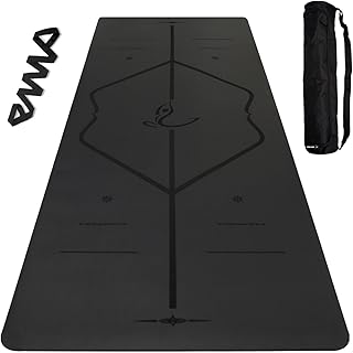 Yoga Mat – Free Yoga Bag Included - Patented Alignment System, Warrior-like Grip, Non-slip, Eco-friendly and Biodegradable, sweat-resistant, long, wide, 5mm thick mat for comfort,72.04x26.77x0.19 Inch