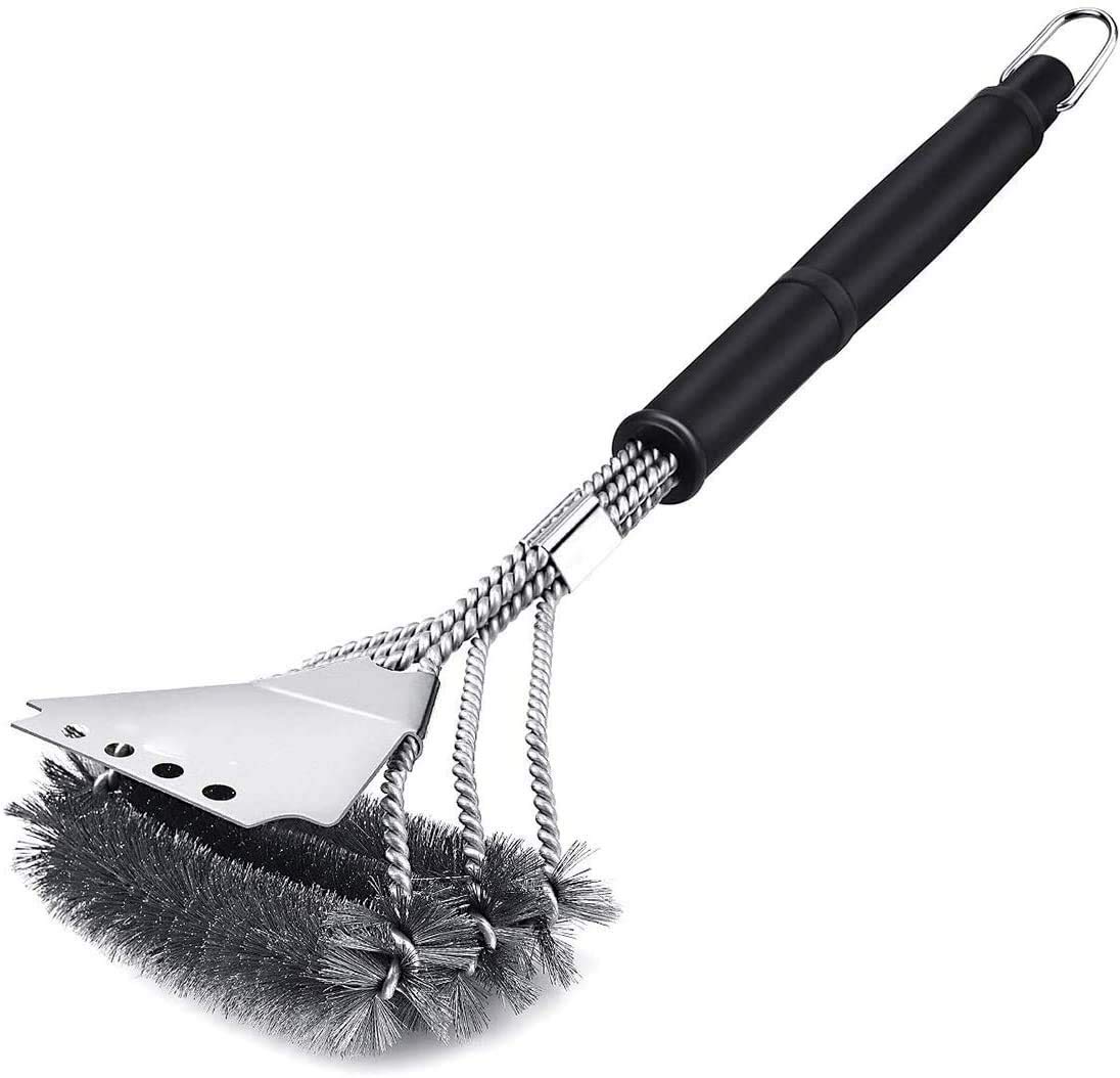 DELFINO BBQ Grill Brush, 360°Clean Without Damage Anti Rust Metal BBQ Grill Cleaning Brush, Stainless Steel Barbecue Bristles Cleaner for Easier and Effective Clean