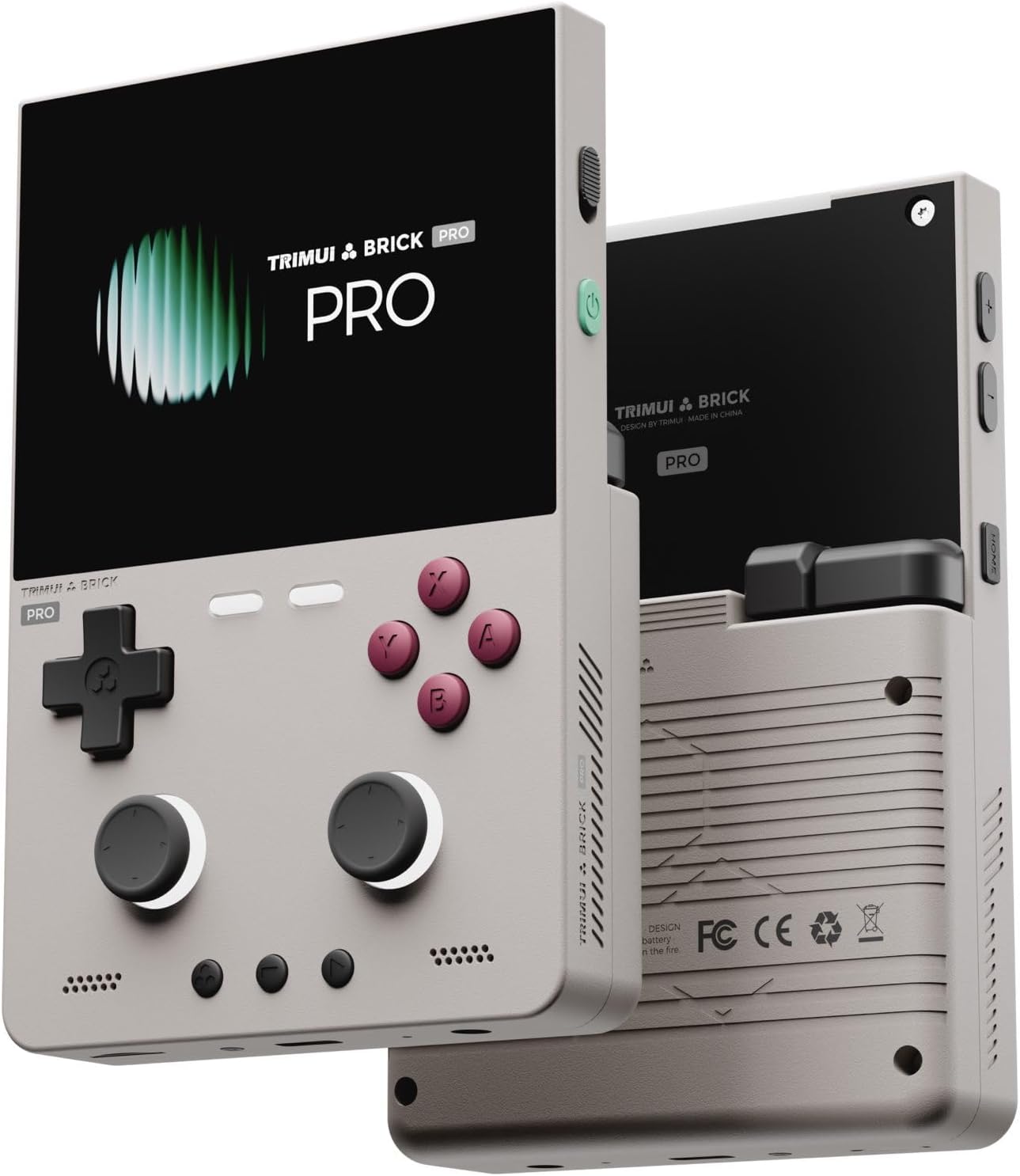 TRIMUI Brick Pro Handheld Game Console, 3.95 Inch IPS Retro Gaming Device with CNC Aluminum Alloy Shell, Portable Gaming Console with RGB Lighting and Rechargeable Battery (Gray, 64, GB)