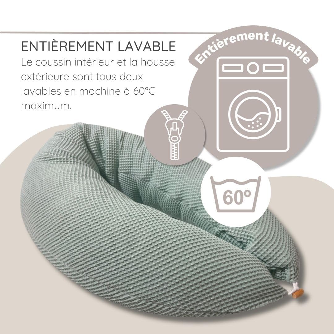 HOBEA-Germany Coussin d'allaitement 190 cm x 76 cm XXL Coussin de Grossesse Coussin pour Dormir sur Le côté avec Housse en Coton Biologique (forêt)