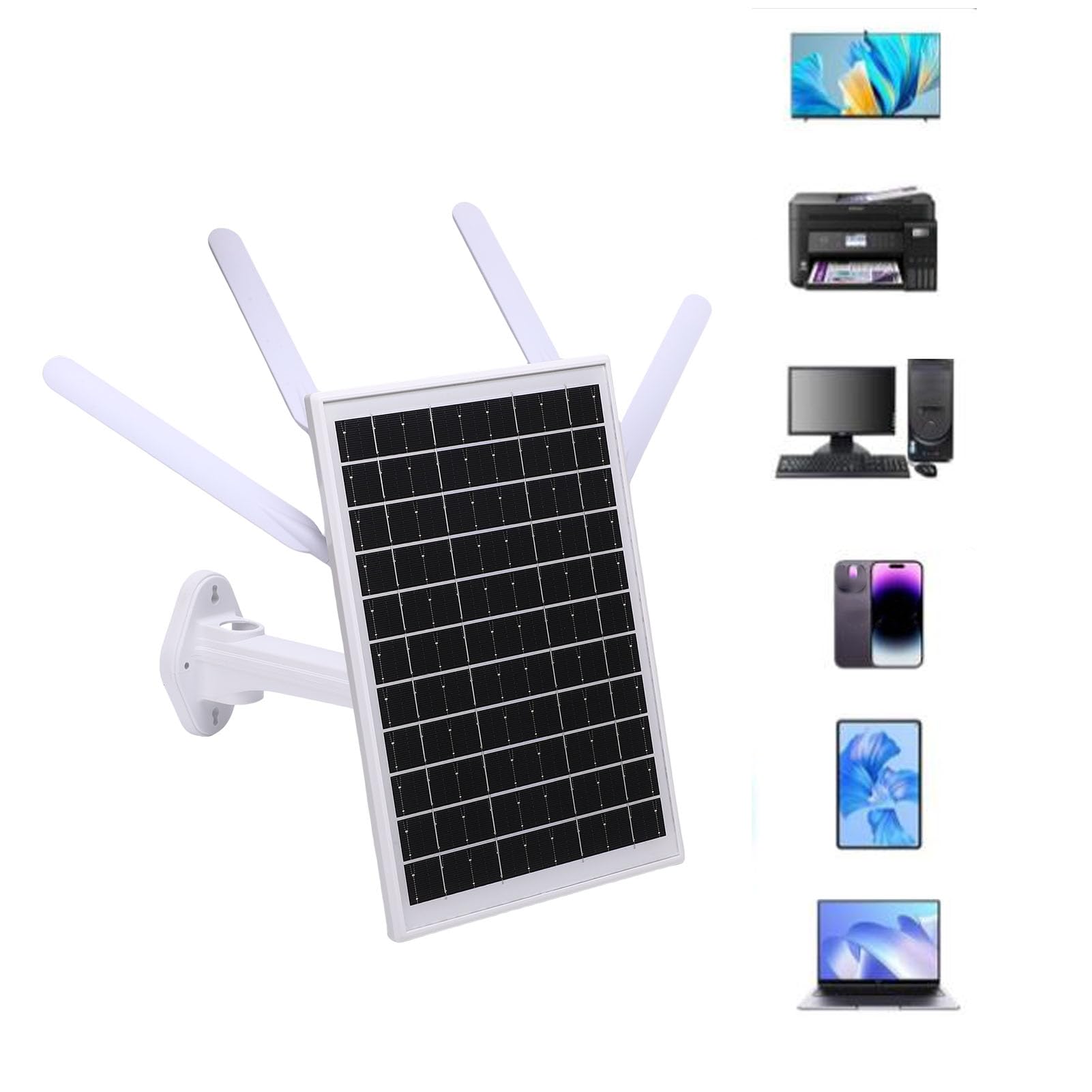 ASHATA Enrutador Módem 4G LTE con Energía Solar de 12W, Extensor Solar WiFi 6 WiFi 6 con Ranura de Tarjeta SIM, 150 M de Largo Alcance IP66 Agua, 18000 MAh, 8 Accesos de Dispositivo (Antenas Negras)