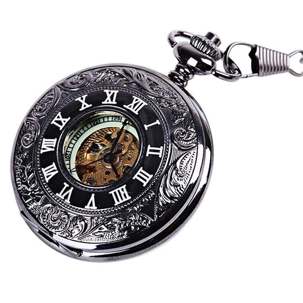 Desconocido Reloj de Bolsillo, patrón de Reloj de Bolsillo Retro Vintage Cuarzo Números Reloj de Bolsillo for Navidad Negro