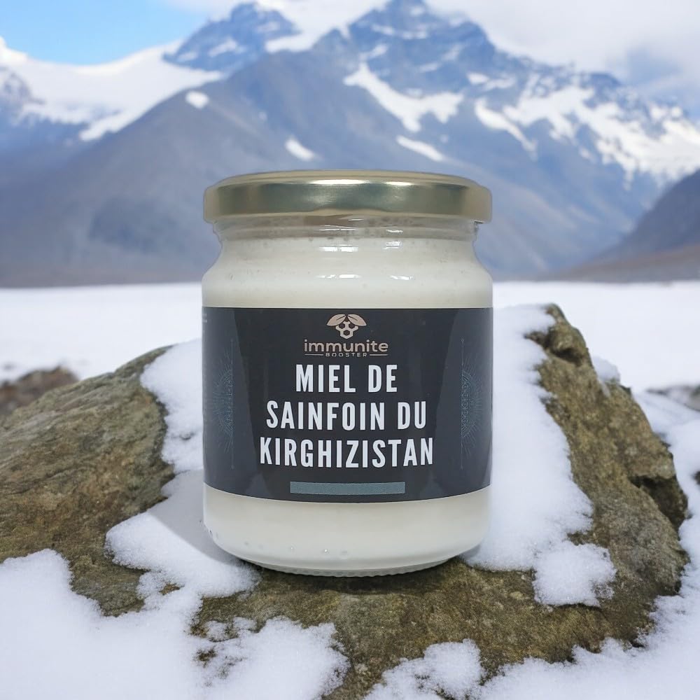 Miel blanc de sainfoin du Kirghizistan - Poids net 250g - Pur - 100% naturel -miel rare parmi les meilleurs au monde - vertues immenses et nombreuses - immunite BOOSTER
