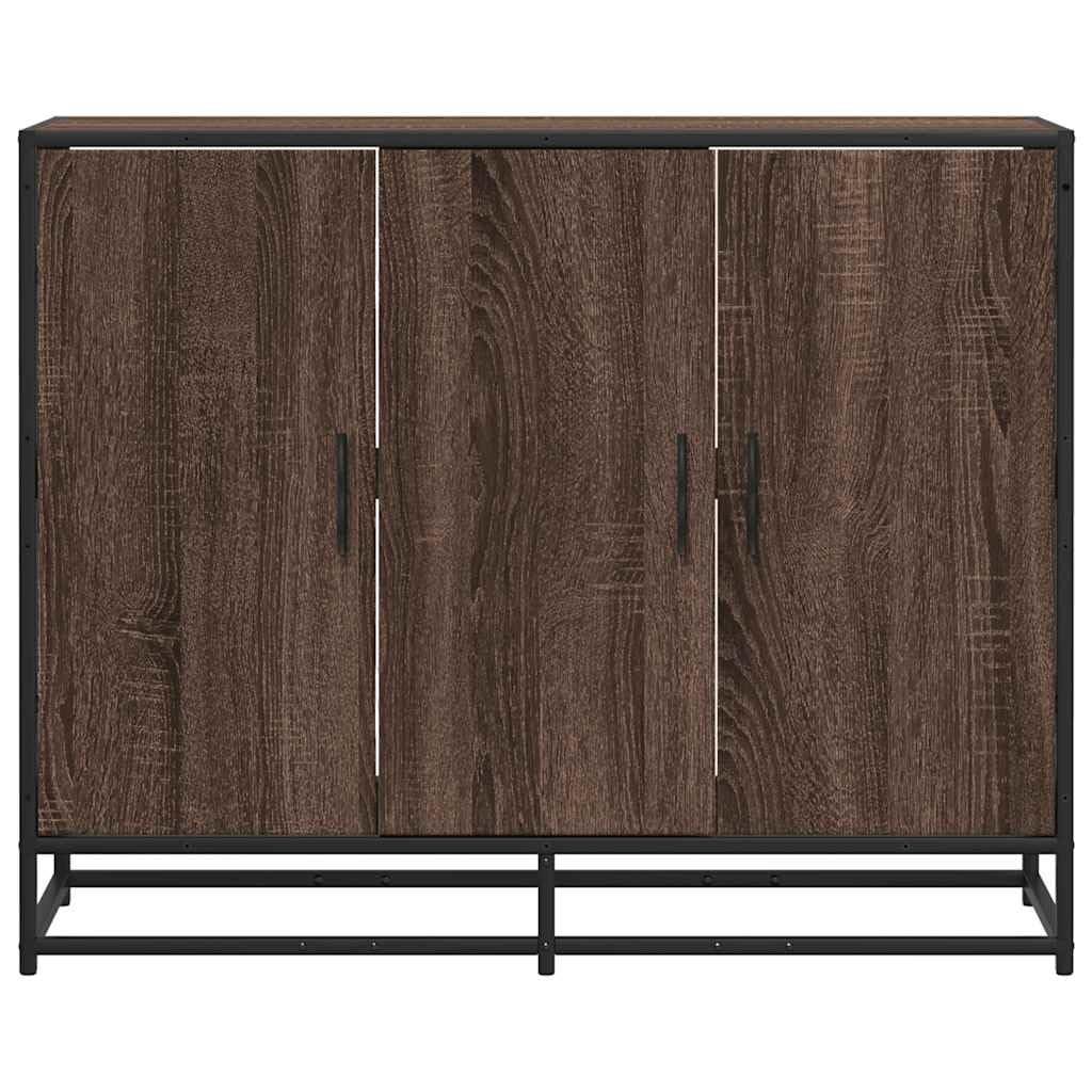 Credenza marrone effetto rovere, 94 x 35 x 76 cm, comò in metallo