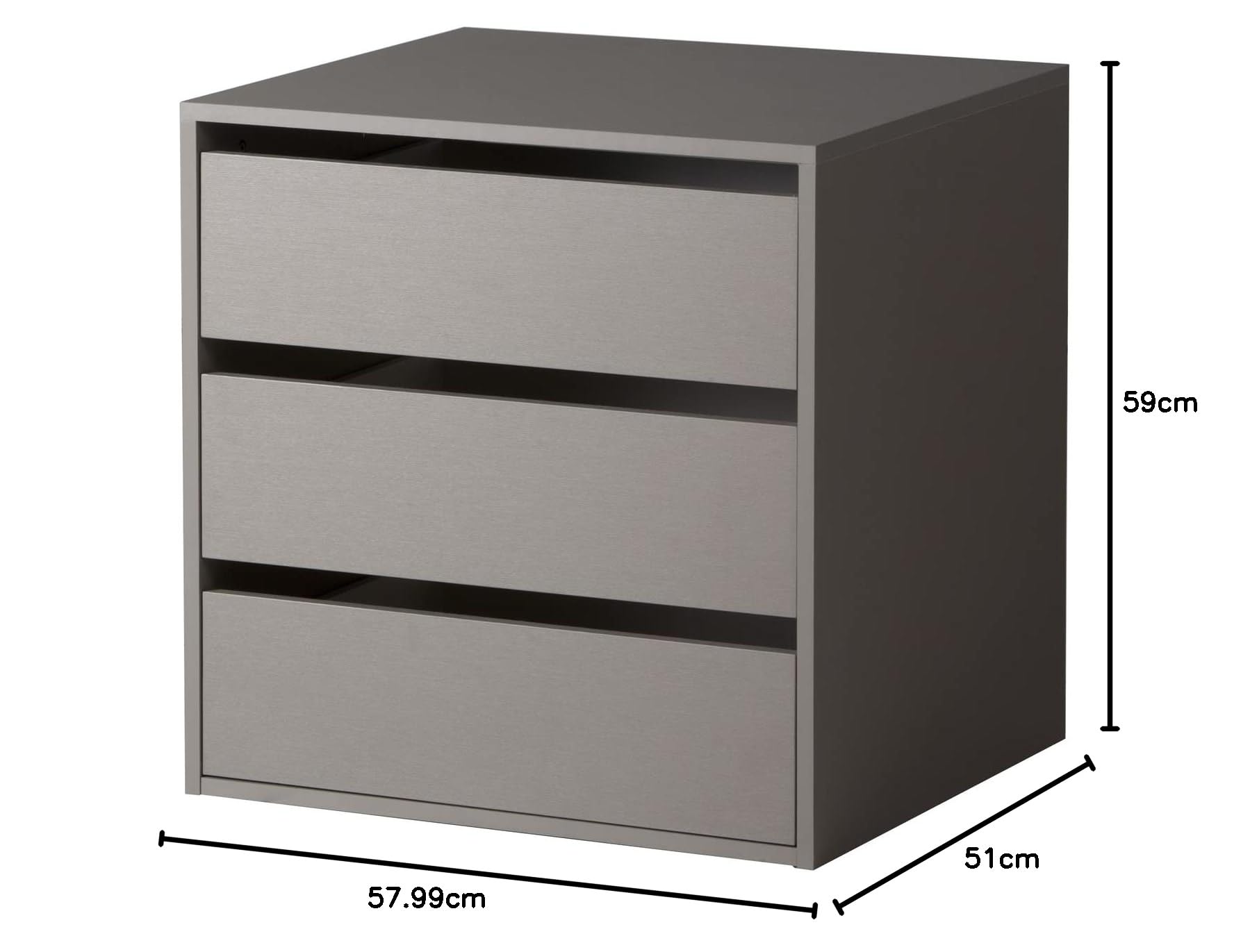 COMPOSAD | Cassettiera interna per armadio con 3 cassetti, Cassetti interni per Armadi con guide in metallo, (LxAxP) 58x59x51cm, Colore Grigio, Made in Italy