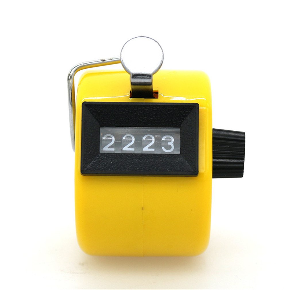 Manual Tally Counter 4 Digit Display Counter Lap Counter with Finger Ring Mechanical Palm Click Counter Yellow for Stadium, Casino and Game Scores by TheBigThumb