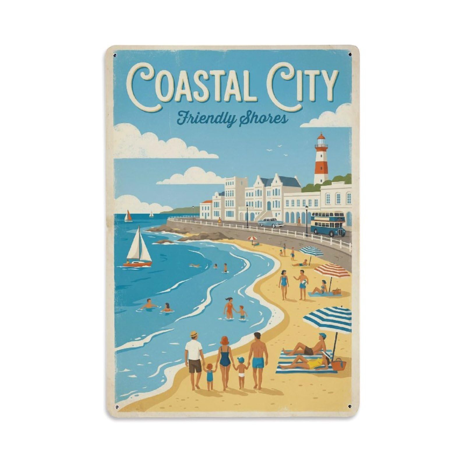 Metal Tin Sign Travel Retro South Africa Coastal City