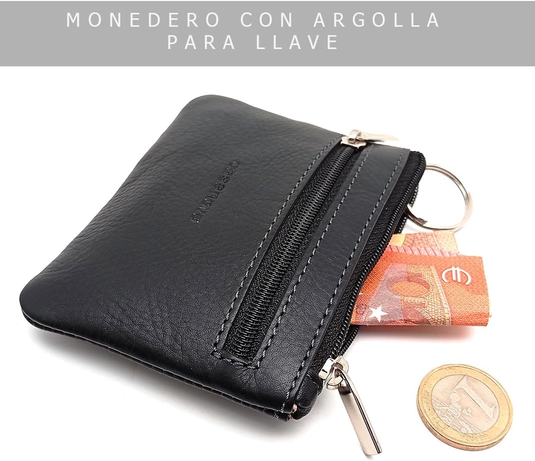 Monedero de Piel para Hombre con 3 Cremalleras - 10031 Negro - Analyse des détails et conception