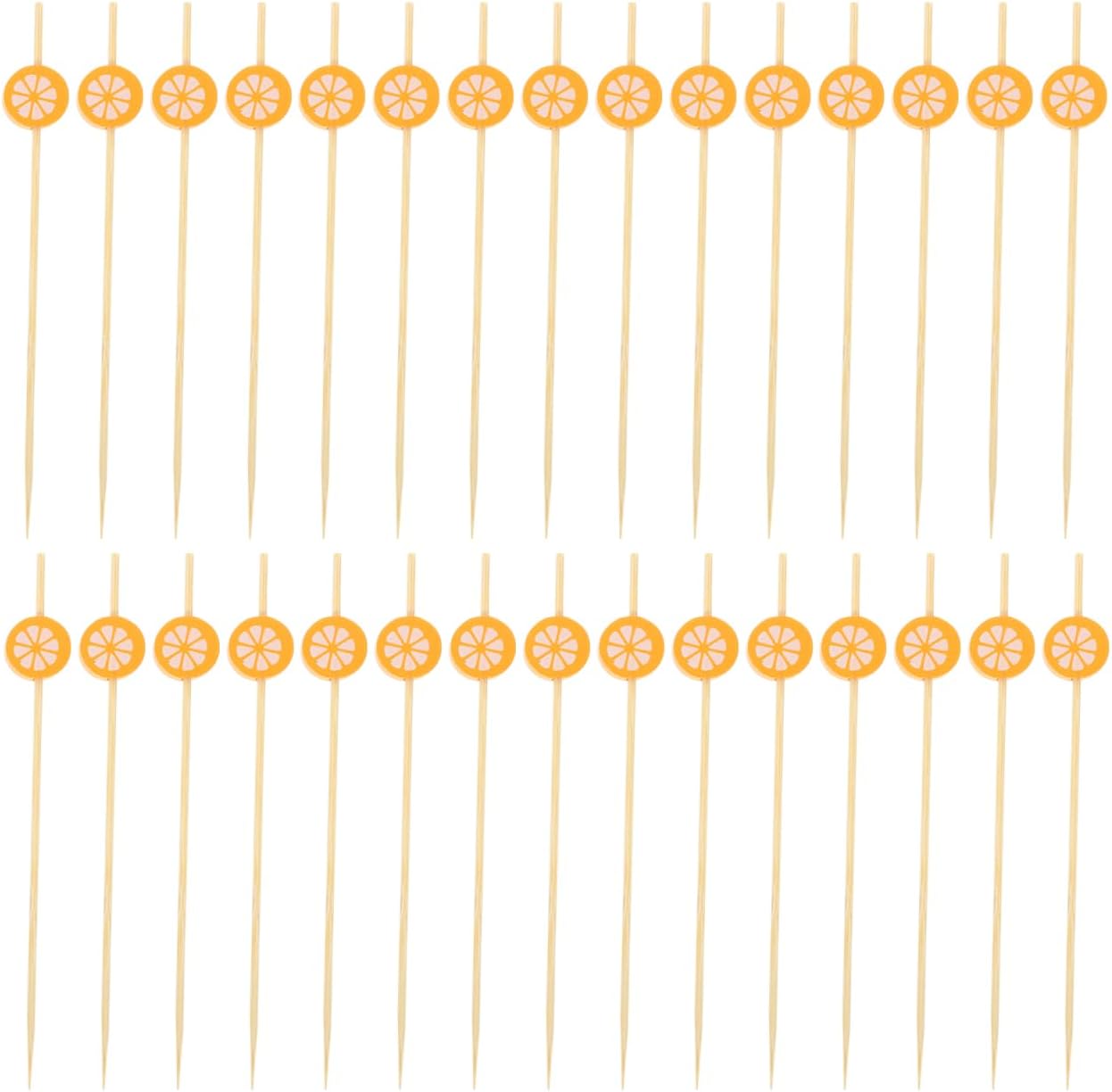 100Pcs Bamboo Picks Lemon Skewers for Garnish Appetizers Drinks Party Disposable 4.7 Inch