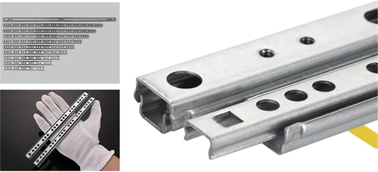 Drawer Slides 1Pair Micro Drawer Slide Ball Guide Two Sections 17mm Wide Steel Fold Rail(406MM)