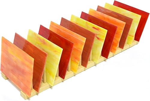 Miniatura 7 de Wecrejoni 12 hojas variadas de vitrales, 4 x 6 pulgadas, catedral, variedad de texturas mixtas, hojas de vidrio para proyectos de vitrales, para