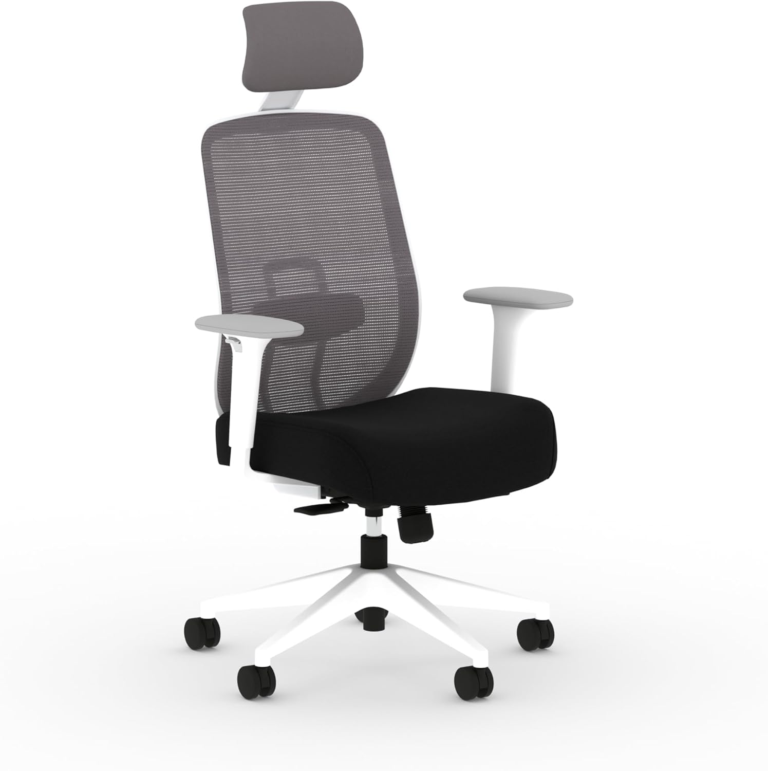 HON Altern Ergonomic Office Chair with Headrest, Arms, Wheels, Foam Cushion Seat, Mid Back Home Office Desk Chair Comfy, Gaming Chair, Height Adjustable Arms, Synchro-Tilt, White Frame, Black