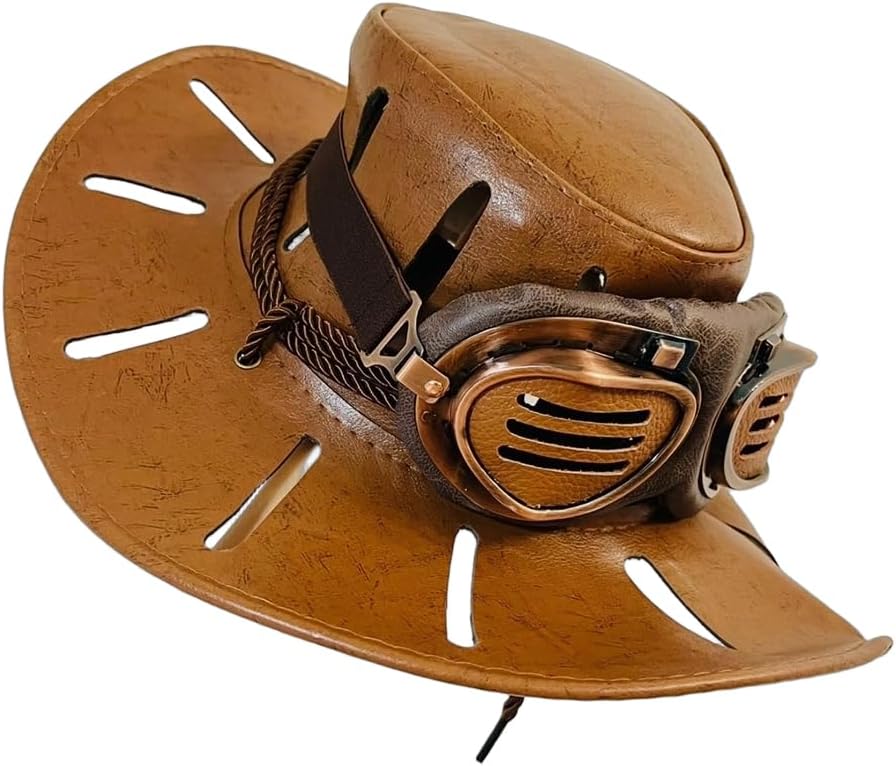 MYAYD Handmade Brown PU leather Hat Costume Accessory Prop for Caesar Zeppeli Cosplay from STEEL BALL RUN