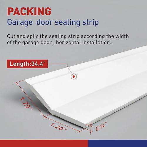 Miniatura 2 de Sello de puerta de garaje superior y lateral, tira de sello de goma de 34 pies, repuesto de compuesto suave y duro, sellos de puerta de garaje