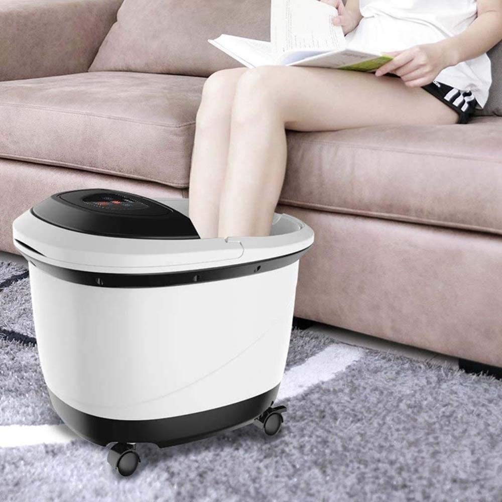 Masajeador de Baño de Pies Spa para Pies con Vibración de Burbujas de Calor Y Rodillos de Masaje Y para Masaje Shiatsu de Acupresión para Aliviar el Dolor Muscular de Los Pies
