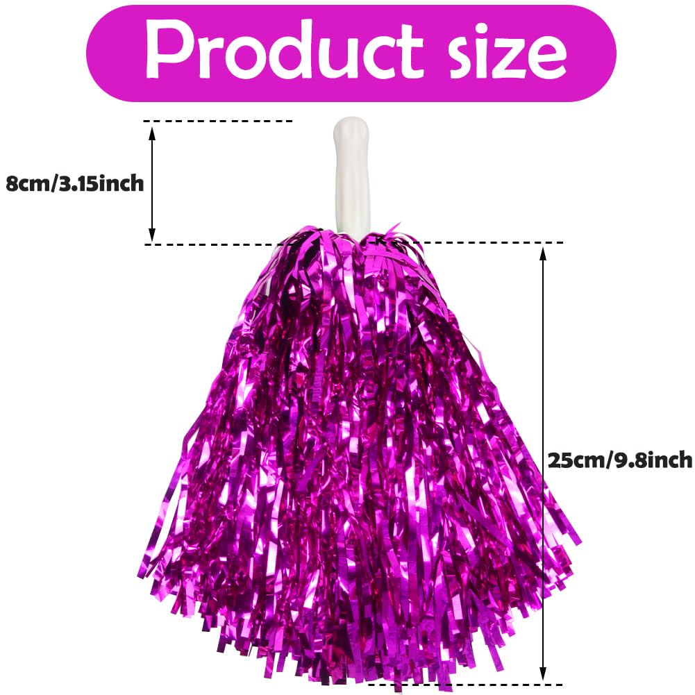 Hooshing Lot de 24 pompons de pom-pom girl en feuille métallique avec