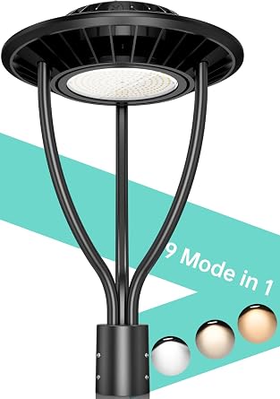 LED Post Top Light ETL Listed 80W 64W 48W Adjustable 3CCT Adjustable Outdoor Pole Lights with Photocell IP65 Waterproof Post LED Fixture for Garden Yard Street Lighting