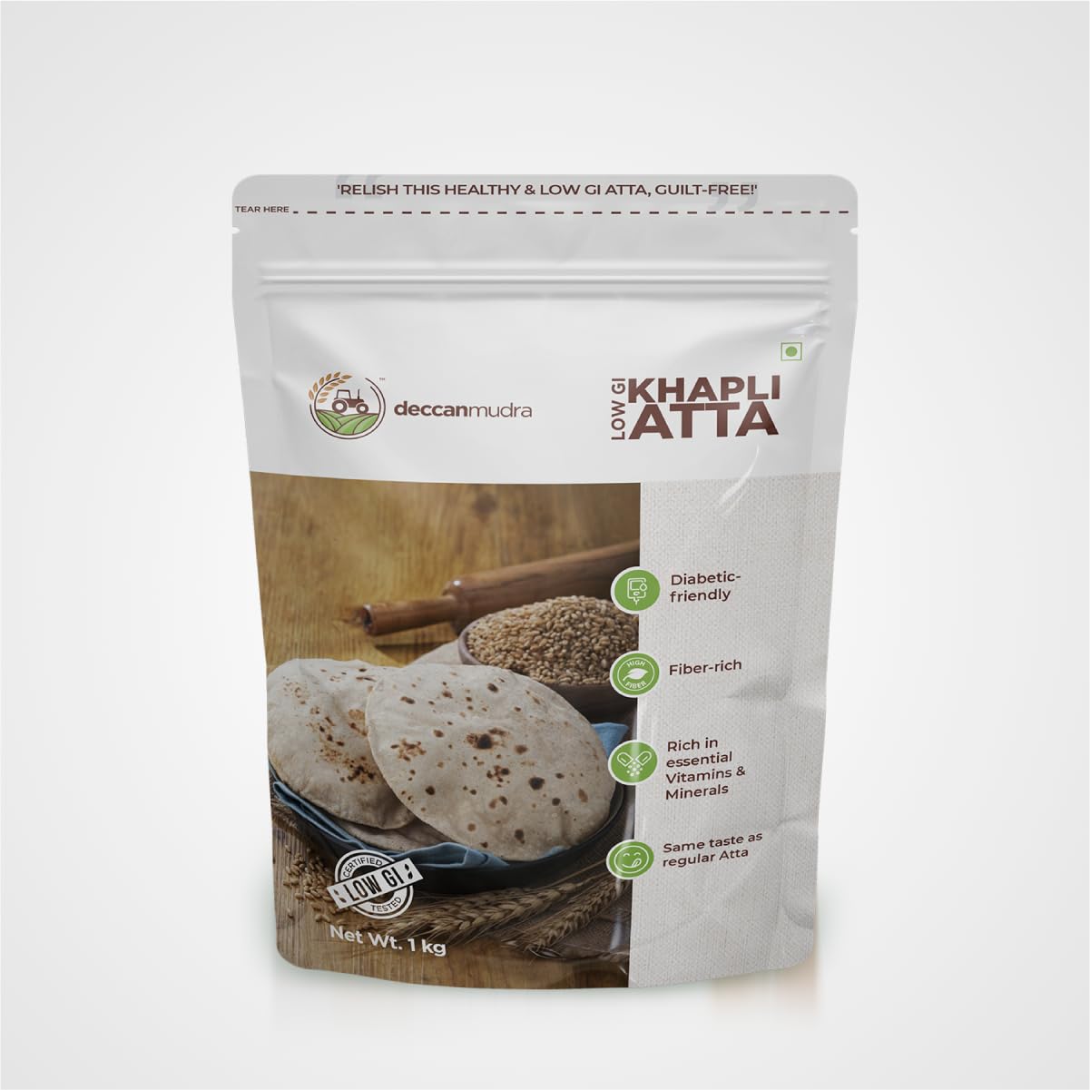 deccanmudra Low Gi (Glycemic Index) Khapli Wheat Atta 1Kg Pack Of 5 | Diabetic Friendly | Sugar Control Atta | High Protein & High Fibre | 5 Kg (B0CLV9F4ZN) Amazon Price History, Amazon Price Tracker