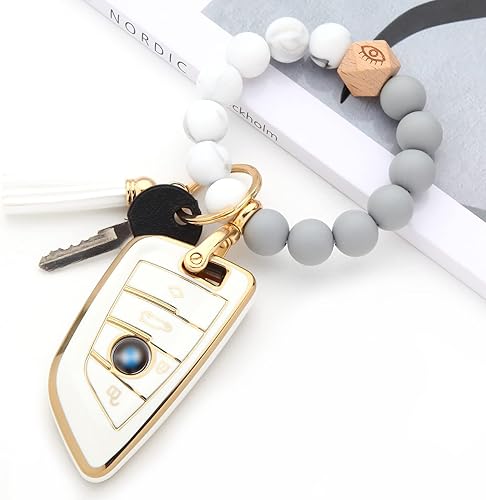 Miniatura 6 de Compatible con la serie BMW 2, 3, 5, 6, 7, X1, X2, X3, X4, X5, X6, funda especial de TPU antihuellas, accesorios para mujer (blanco)